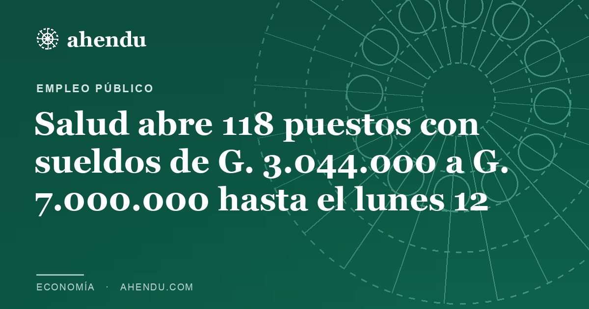 Salud abre 118 puestos con sueldos de G. 3.044.000 a G. 7.000.000 hasta el lunes 12