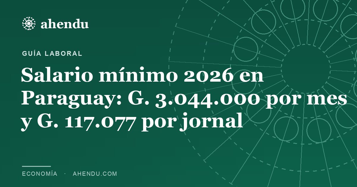 Salario mínimo 2026 en Paraguay: G. 3.044.000 por mes y G. 117.077 por jornal